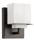 One Light Bronze White Glass Wall Sconce