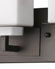 7" Black And White Metal and Glass Vanity Flush Mounted Sconce