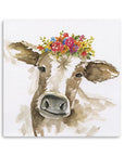 Watercolor Floral Cow Unframed Print Wall Art