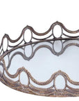 Set of Two Gold Round Ornate Framed Accent Mirrors