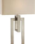 36" Nickel Iron Geometric Table Lamp With Ivory Shade