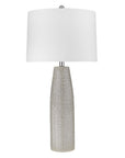 33" Light Gray Ceramic Table Lamp With White Drum Shade