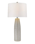 33" Light Gray Ceramic Table Lamp With White Drum Shade