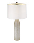 33" Light Gray Ceramic Table Lamp With White Drum Shade