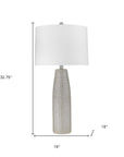33" Light Gray Ceramic Table Lamp With White Drum Shade