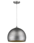 Latitude 1-Light Hand Painted Weathered Pewter Pendant With Gold Interior Shade (13.75")