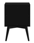 26" Black Solid Wood Two Drawer Nightstand