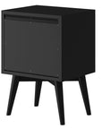 26" Black Solid Wood Two Drawer Nightstand