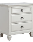 28" White Wood Three Drawer Nightstand