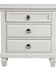 28" White Wood Three Drawer Nightstand