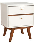 26" White Two Drawer Wood Nightstand