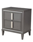 29" Dark Gray Solid Wood and Wood Two Drawer Nightstand