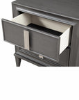 29" Dark Gray Solid Wood and Wood Two Drawer Nightstand