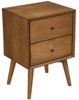 26" Solid Wood and Wood Two Drawer Nightstand