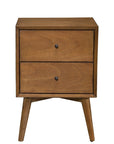 26" Solid Wood and Wood Two Drawer Nightstand