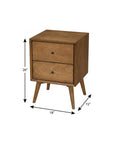 26" Solid Wood and Wood Two Drawer Nightstand