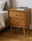 26" Solid Wood and Wood Two Drawer Nightstand