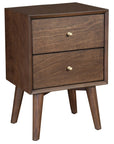 26" Brown Solid Wood and Wood Two Drawer Nightstand
