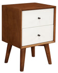 26" Solid Wood and Wood Two Drawer Nightstand