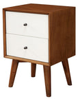 26" Solid Wood and Wood Two Drawer Nightstand