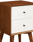 26" Solid Wood and Wood Two Drawer Nightstand
