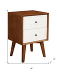 26" Solid Wood and Wood Two Drawer Nightstand