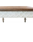 48" Brown and Ivory Solid Wood Coffee Table