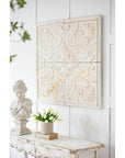 Set of Four White Wood Square Framed Art