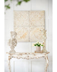 Set of Four White Wood Square Framed Art