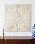 Set of Four White Wood Square Framed Art