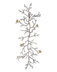44" Silver And Gold Aluminum Branches And Birds Hanging Dimensional Sculpture