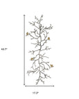 44" Silver And Gold Aluminum Branches And Birds Hanging Dimensional Sculpture