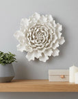 9" Off White Ceramic Flower Hanging Dimensional Sculpture