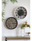 18" Black and Ivory Vintage Gear Industrial Wall Clock
