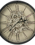 18" Black and Ivory Vintage Gear Industrial Wall Clock