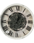 20" White And Black Iron Analog Distressed Round Wall Clock