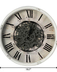 20" White And Black Iron Analog Distressed Round Wall Clock