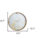 2" Round Gold And White Wood Analog Wall Clock