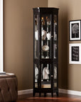 Elegant Black Lighted Curio Cabinet