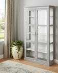 Gray Cornice Molding Double Door Curio Cabinet