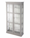 Gray Cornice Molding Double Door Curio Cabinet
