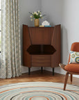 Cosmo Brown and Black Corner Bar Cabinet