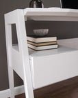 48" White Wood With Two Drawers