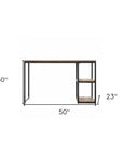 50" Brown and Black Solid Wood Writing Desk