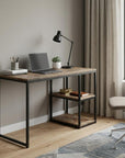 50" Brown and Black Solid Wood Writing Desk