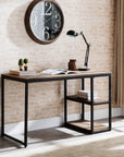50" Brown and Black Solid Wood Writing Desk