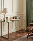48" Clear and Champagne Glass Writing Desk