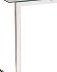 47" Clear and Silver Glass and Metal Writing Desk