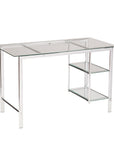 47" Clear and Silver Glass and Metal Writing Desk