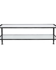 48" Black Glass And Metal Rectangular Coffee Table